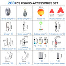 Marvex Ultimate Fishing Kit 263PCS – Complete Tackle Box Set with Pliers, Jig Hooks & Sinkersght Swivels Snaps Sinker Slides Kit